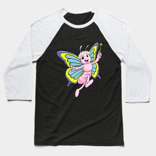 Butterfly with Magic wand and Wreath of Flowers Baseball T-Shirt